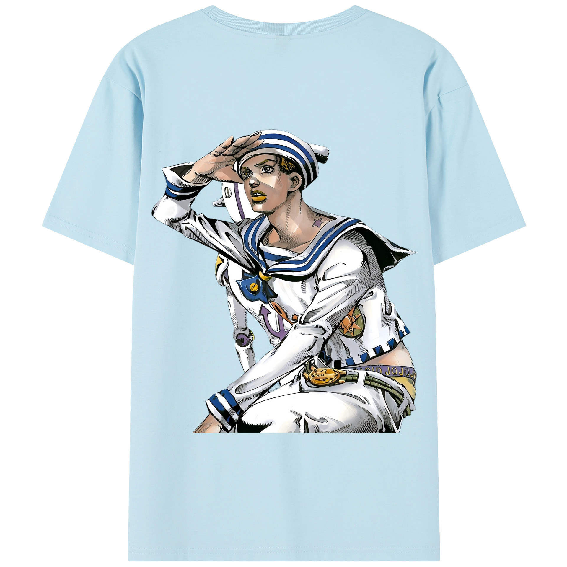 （画像用） ジョジョの奇妙な冒険 東方定助 JoJo's Bizarre Adventure Higashikata Josuke 綿100％半袖Tシャツ（背面プリント）